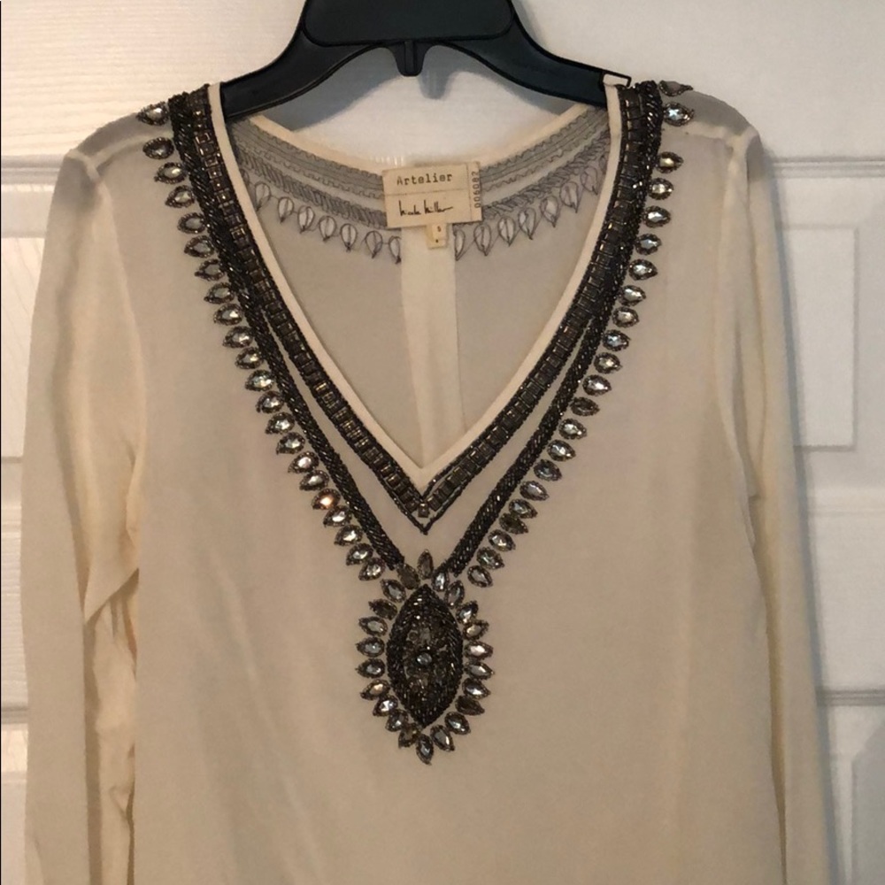 Sheer hand beaded blouse